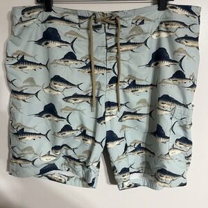 J.Crew Flex Swimwear Swim‎ Trunks Board Shorts Men's Size 38 Blue Marine Fish